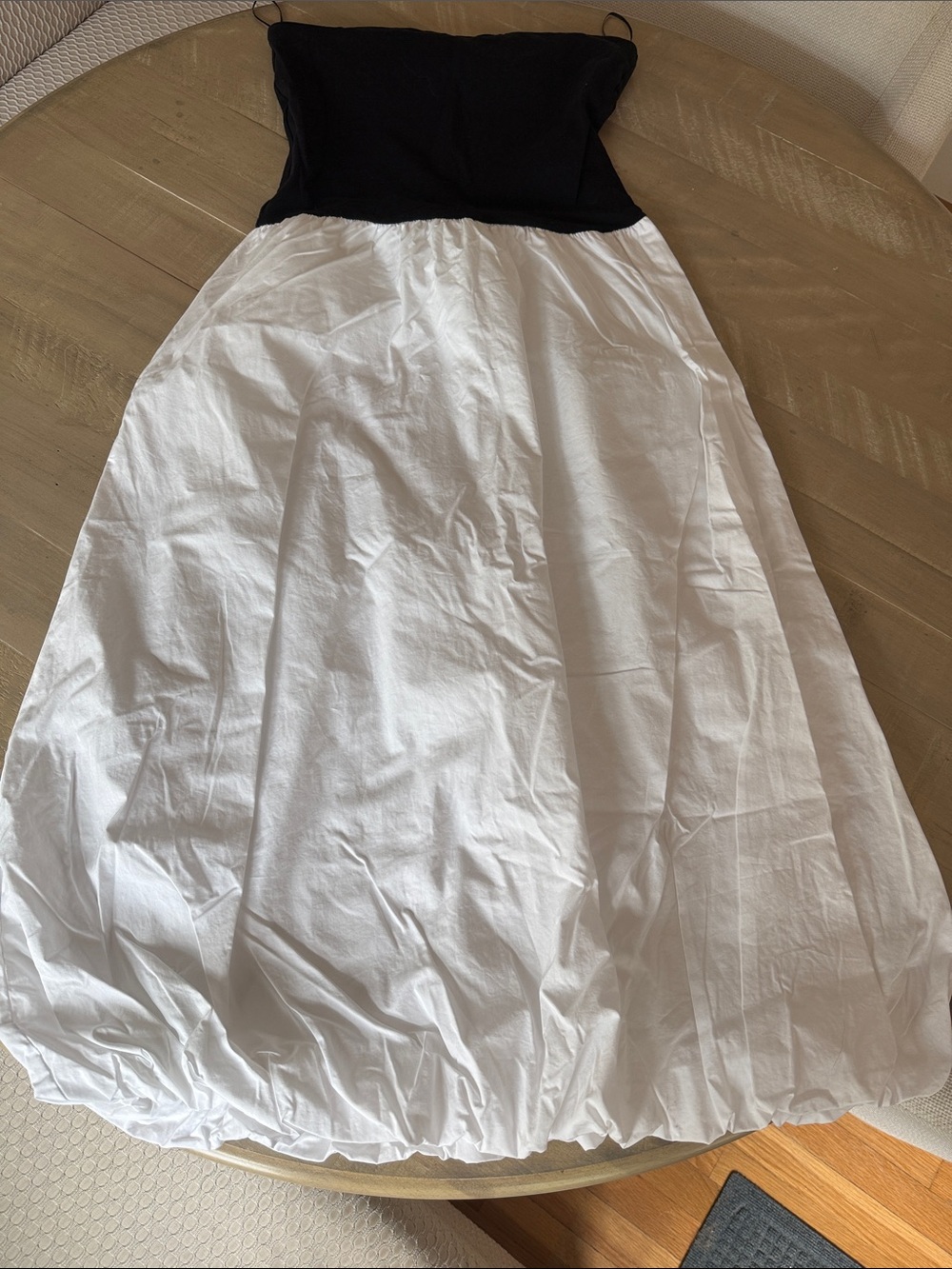 MNG Strapless Bubble Hem Dress